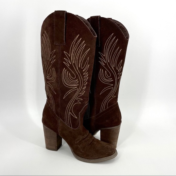 Very Volatile brown suede cowgirl style boots - Picture 2 of 14